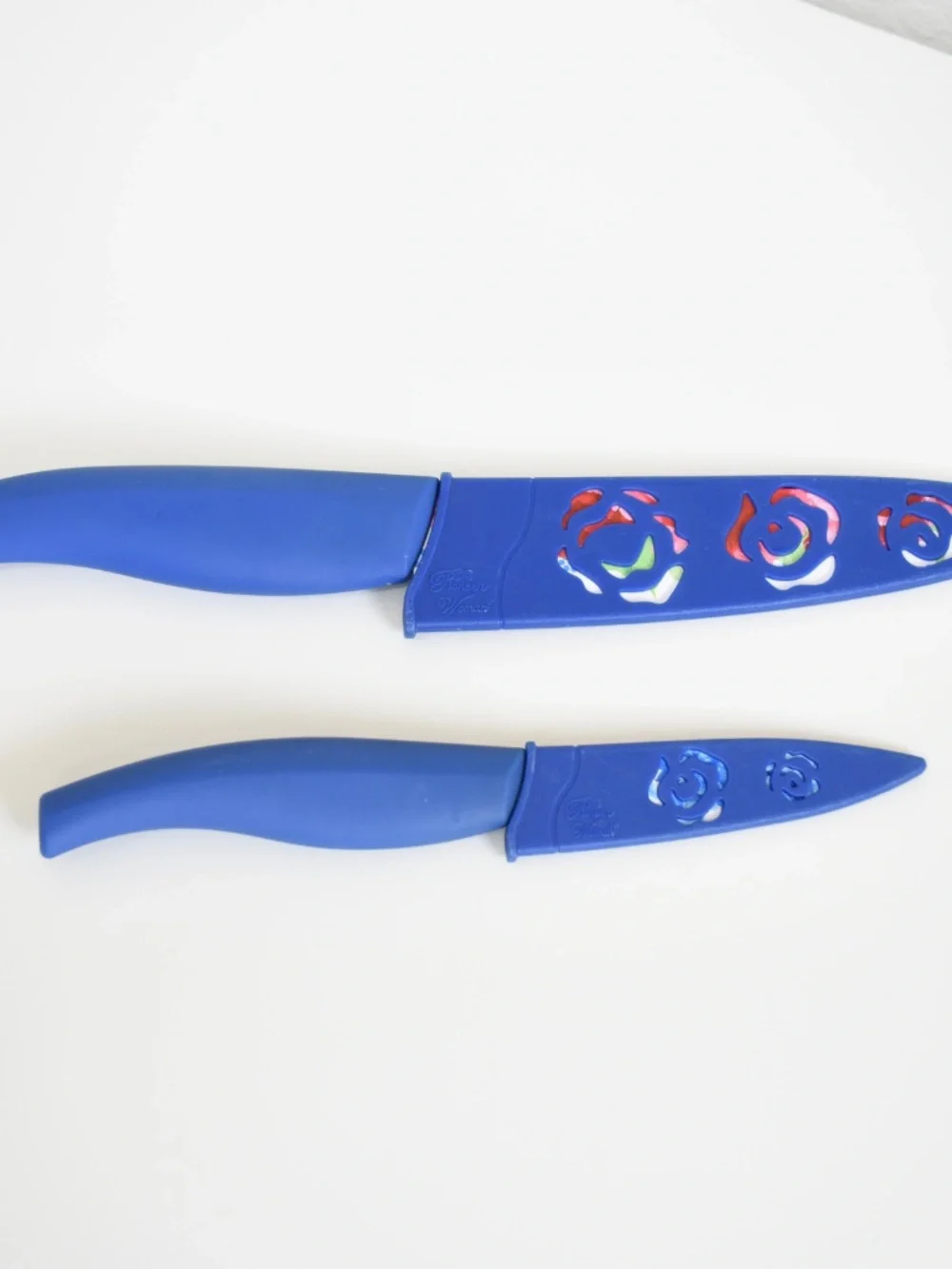 Pioneer Woman Rose Floral Chef & Paring Knife Set w/ Blade Cover